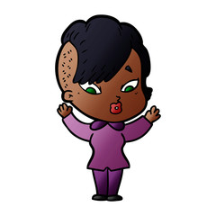 Obraz premium cartoon surprised girl