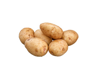 Young thin-skinned washed potatoes lies on a white background. Isolated on a white background.