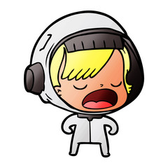 Obraz premium cartoon talking astronaut woman