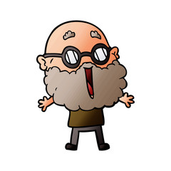 cartoon joyful man with beard
