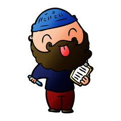 man with beard sticking out tongue