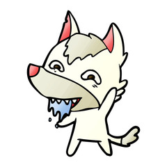 cartoon hungry wolf