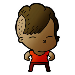 Obraz premium cartoon girl muscle posing