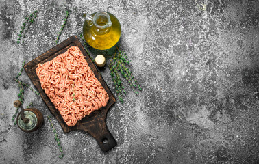 minced Meat stuffing with herbs and olive oil.