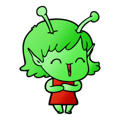cartoon happy alien girl