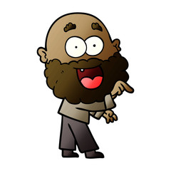 cartoon crazy happy man with beard