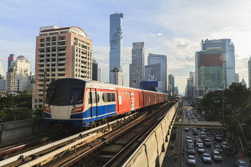 Fototapeta premium Modern electric train at bangkok,thailand.