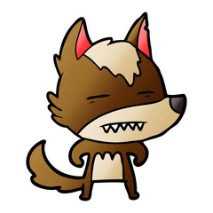 cartoon wolf showing teeth