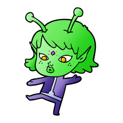pretty cartoon alien girl