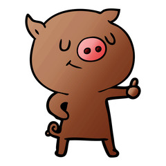 happy cartoon pig