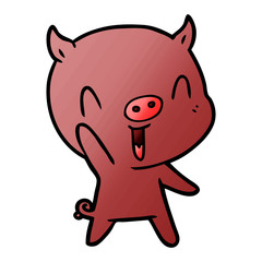 happy cartoon pig