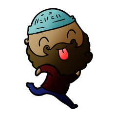 running man with beard sticking out tongue