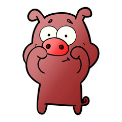 happy cartoon pig