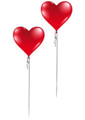 Fototapeta na wymiar two Heart balloons for Valentine's Day