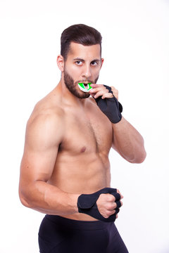 Sports Man With Mouthguard