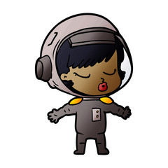 cartoon pretty astronaut girl