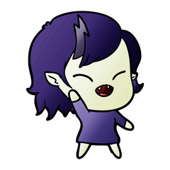 cartoon laughing vampire girl waving