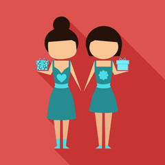 Business concept, Business woman holding a big gift box for Christmas festival. Vector illustration.