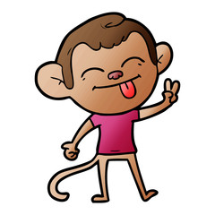 funny cartoon monkey making peace sign