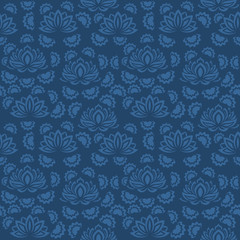 Seamless blue floral  pattern,  vector. Endless texture can be used for wallpaper, pattern fills, web page  background,  surface textures and fabrics.