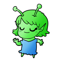 smiling alien girl cartoon