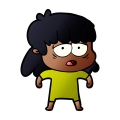 cartoon tired woman