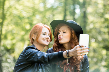 Smiling best friends have fun