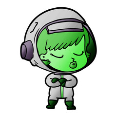 Fototapeta premium cartoon pretty astronaut girl