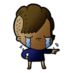 cartoon crying girl accusing