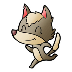 friendly cartoon wolf running