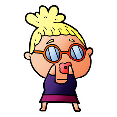 cartoon woman wearing spectacles