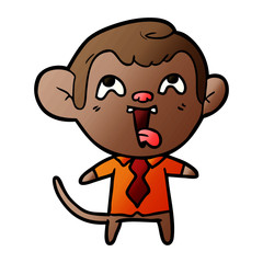 crazy cartoon monkey in shirt and tie