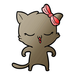 cartoon cat with bow on head