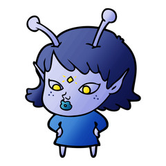 pretty cartoon alien girl