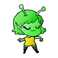 smiling alien girl cartoon