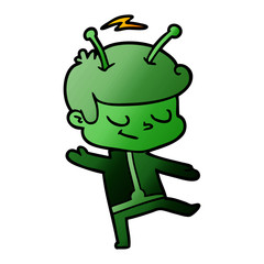 friendly cartoon spaceman dancing