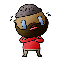 Naklejka premium cartoon bearded man crying