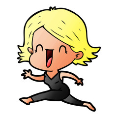 cartoon happy woman