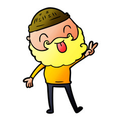 man with beard giving peace sign