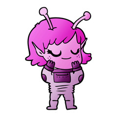 smiling alien girl cartoon