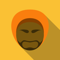 Portrait of an arab man ( Arabian Shekih) in traditional dress over in flat style with shadow