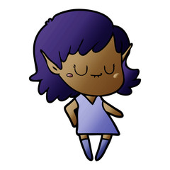 happy cartoon elf girl wearing dress