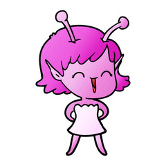 cartoon alien girl laughing