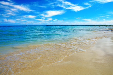 Caribbean sea and blue sky.