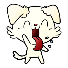 cartoon panting dog waving