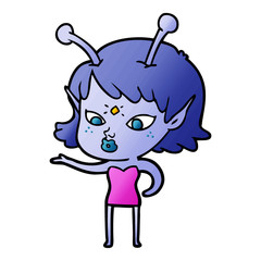 pretty cartoon alien girl