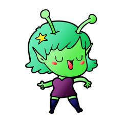 happy alien girl cartoon