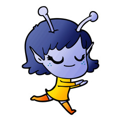 smiling alien girl cartoon