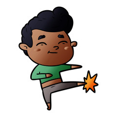 happy cartoon man kicking