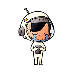 Fototapeta premium cartoon crying astronaut girl